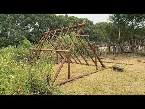 The cabin frame during construction