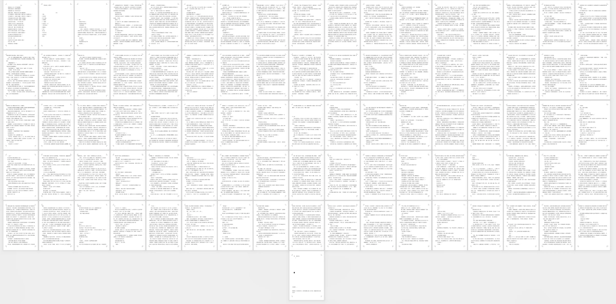 Overview of all 86 pages of the handwritten-in-Chinese novel 凡人