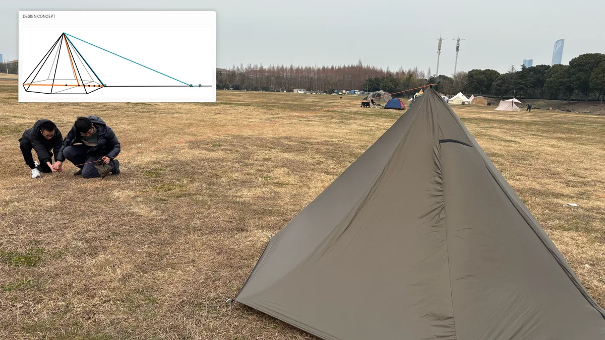 One-Side Pole Teepee prototype outdoors